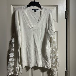 French Connection size large light sweater with stunning sheer sleeves